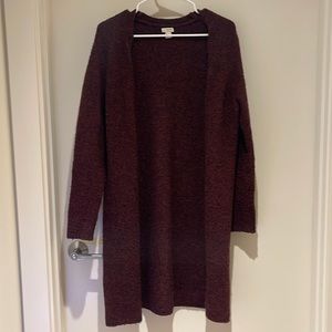 Maroon J Crew long Duster Cardigan